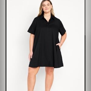 Old Navy Black Short-Sleeve Polo Cover-Up Dress